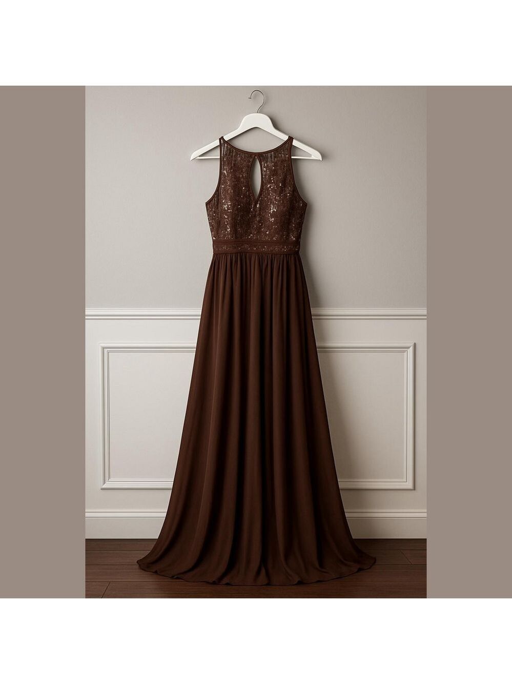 Nightway Collections Brown Sequin Gown Petite Size 8